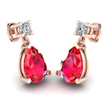 Pear Shape Ruby Lab Grown Diamond Drop Earrings EDPSR - HEERA DIAMONDS