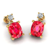 Cushion Shape Ruby Natural Diamond Drop Earrings EDCCR - HEERA DIAMONDS