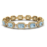 Emerald Shape 14 Carat Aquamarine Center Featuring Diamond Halo Bracelet BRHAEMA - HEERA DIAMONDS