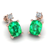 Cushion Shape Emerald Lab Grown Diamond Drop Earrings EDCCE - HEERA DIAMONDS