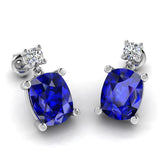 Cushion Shape Sapphire Natural Diamond Drop Earrings EDCCS - HEERA DIAMONDS