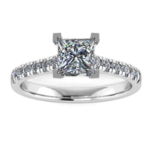 "Chloe" Princess Cut Diamond Scallop Set Diamond Band Engagement Ring DSPC04 - HEERA DIAMONDS