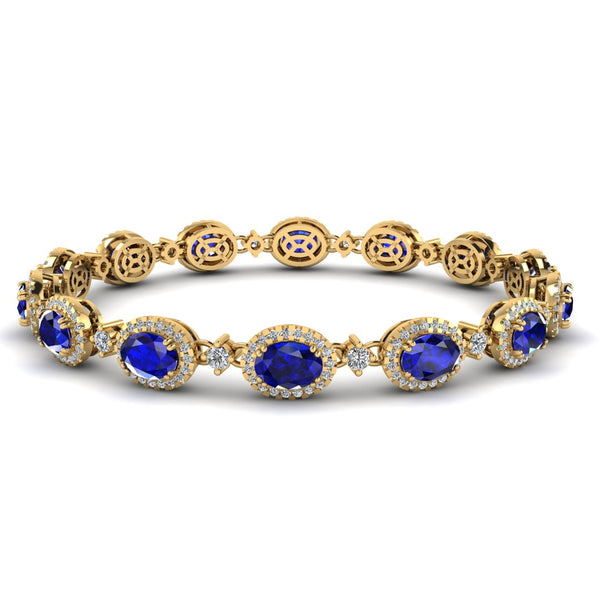 Oval Shape 9 Carat Sapphire Center Featuring Diamond Halo Bracelet BRHAOCS - HEERA DIAMONDS