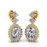 1.40 Carat Oval Shape Halo Natural Diamond Drop Earrings E1OCD - HEERA DIAMONDS