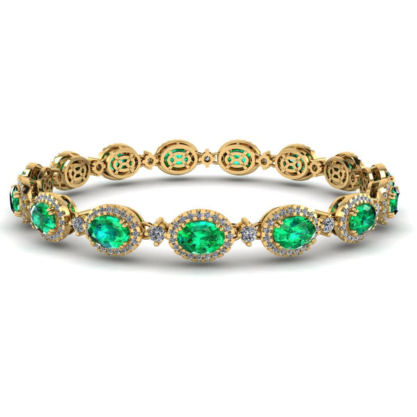 Oval Shape 9 Carat Emerald Center Featuring Diamond Halo Bracelet BRHAOCE - HEERA DIAMONDS