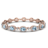 Oval Shape 9 Carat Aquamarine Center Featuring Diamond Halo Bracelet BRHAOCA - HEERA DIAMONDS