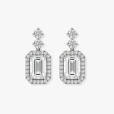 1 Carat Emerald Shape Halo Diamond Drop Earrings E1ECD
