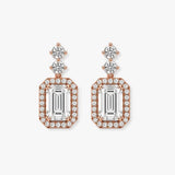 1 Carat Emerald Shape Halo Diamond Drop Earrings E1ECD