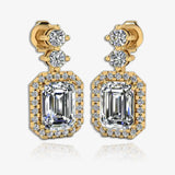 1 Carat Emerald Shape Halo Lab Grown Diamond Drop Earrings E1ECD HEERA GOLD