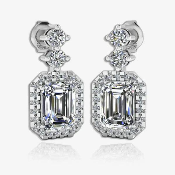 1 Carat Emerald Shape Halo Natural Diamond Drop Earrings E1ECD HEERA GOLD