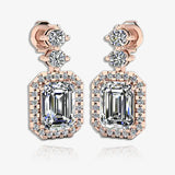 1 Carat Emerald Shape Halo Natural Diamond Drop Earrings E1ECD HEERA GOLD
