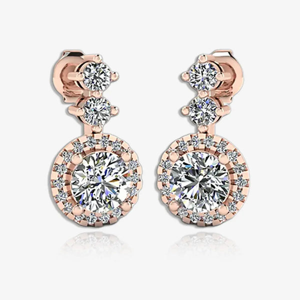 1.10 Carat Round Shape Halo Natural Diamond Drop Earrings E1RBD HEERA GOLD