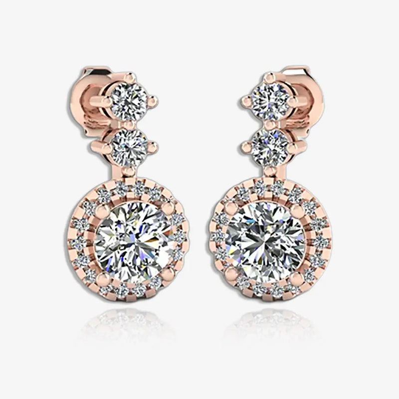 1.10 Carat Round Shape Halo Natural Diamond Drop Earrings E1RBD HEERA GOLD