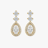 1.30 Carat Pear Shape Halo Diamond Drop Earrings E1PSD