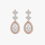1.30 Carat Pear Shape Halo Diamond Drop Earrings E1PSD