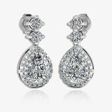 1.30 Carat Pear Shape Halo Natural Diamond Drop Earrings E1PSD HEERA GOLD