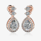 1.30 Carat Pear Shape Halo Natural Diamond Drop Earrings E1PSD HEERA GOLD