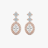 1.40 Carat Oval Shape Halo Diamond Drop Earrings E1OCD