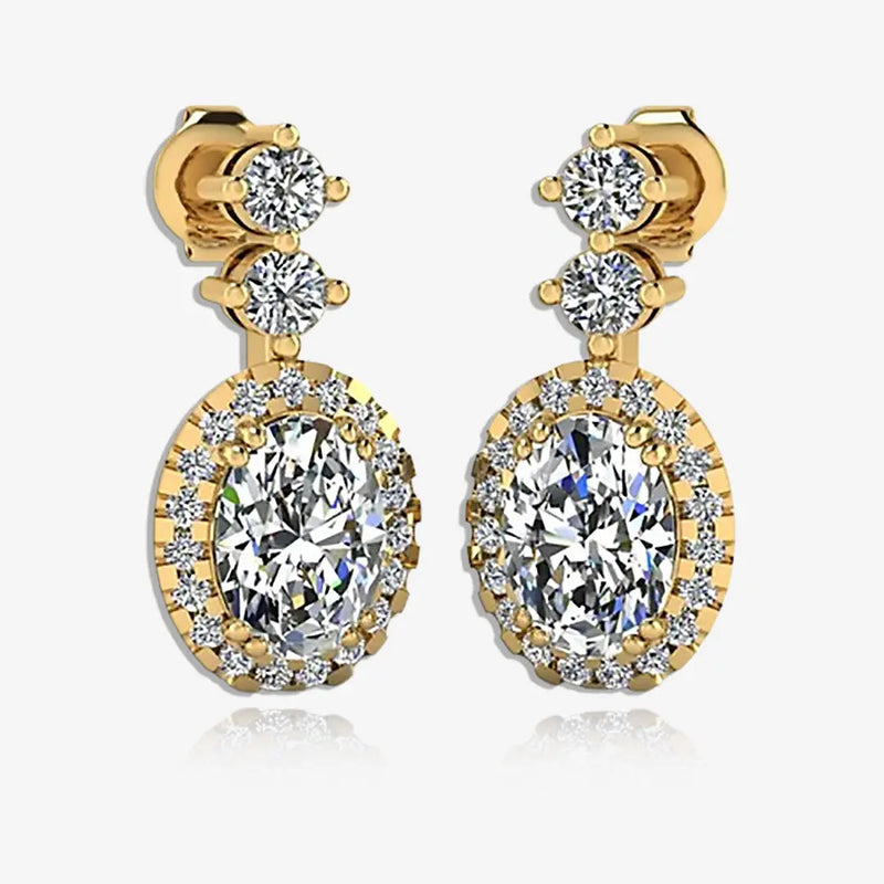 1.40 Carat Oval Shape Halo Natural Diamond Drop Earrings E1OCD HEERA GOLD