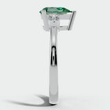 "Glenda" 3.5 Carat Lab Grown Green Emerald Three Stone Pear Cut Platinum Trilogy Engagement Ring 3SPS01E