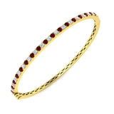 18K Yellow Gold Ruby and 1.7 Carat  Diamond Rubover Set Bangle LM JEWELLERY