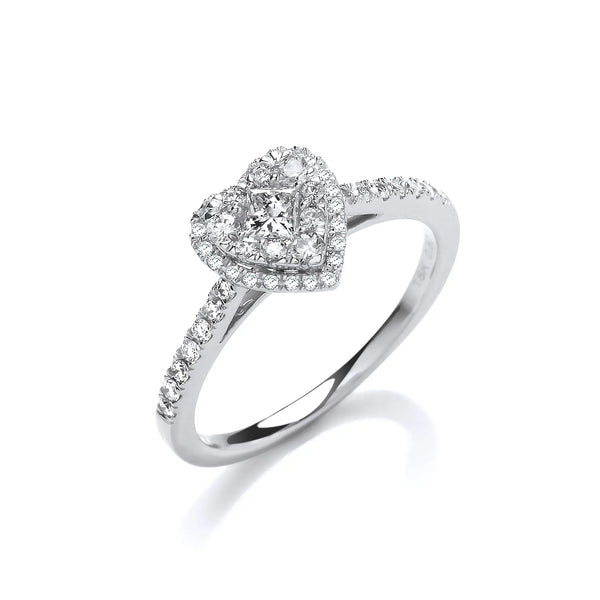 18ct Heart Shaped 0.50ctw Dress Ring. Hanron Jewellery
