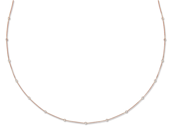 18ct Rose Gold 1.00ct Diamond by the yard Necklace (36in/91cm) Hanron Jewellery