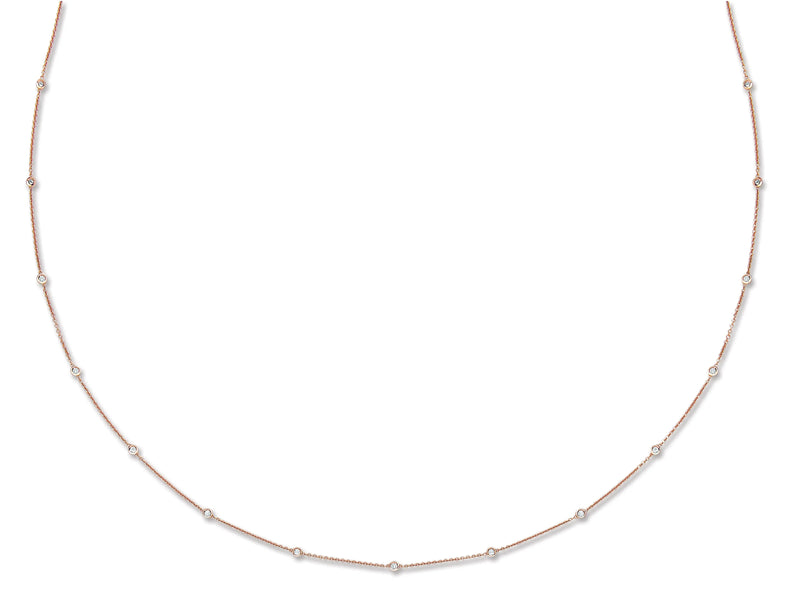18ct Rose Gold 1.00ct Diamond by the yard Necklace (36in/91cm) Hanron Jewellery