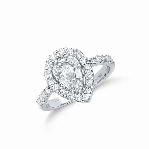 18ct W/G 1.00ct Pear Shaped Diamond Ring Hanron Jewellery