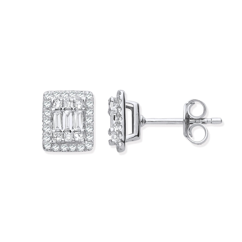 18ct WG Rectangular Studs Set with 0.50ctw Diamonds Hanron Jewellery