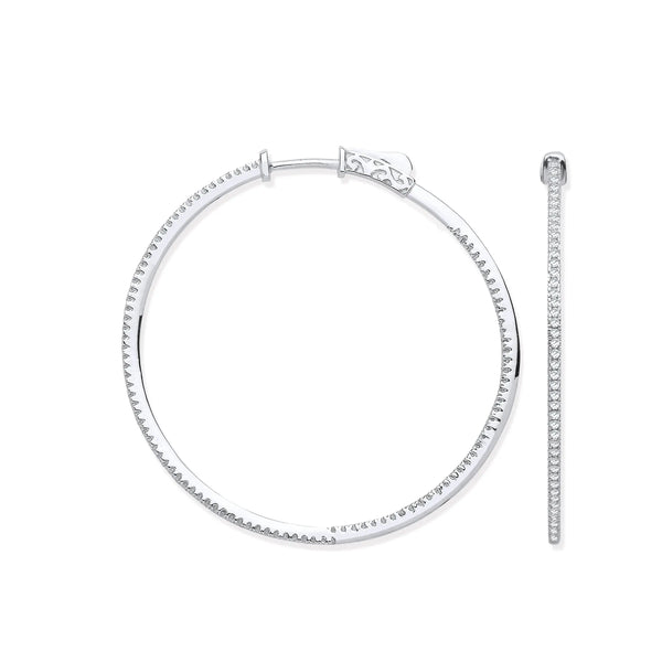 18ct WG Skinny Hoops Set with 0.72ctw Diamonds Inside & Outside HEERA DIAMONDS
