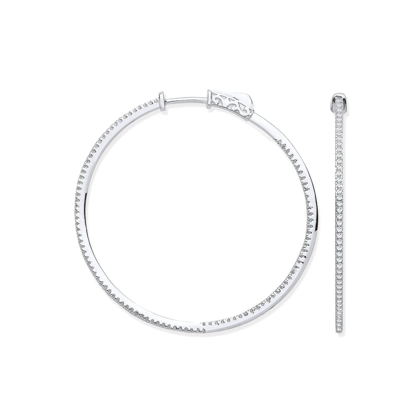 18ct WG Skinny Hoops Set with 0.72ctw Diamonds Inside & Outside HEERA DIAMONDS