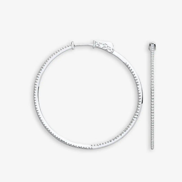 18ct WG Skinny Hoops Set with 0.72ctw Diamonds Inside & Outside HEERA DIAMONDS