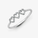 18ct White 0.10ct Diamond 3 x Heart Ring HEERA DIAMONDS