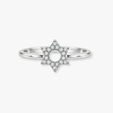 18ct White 0.13ct Natural Diamond Star of David Ring