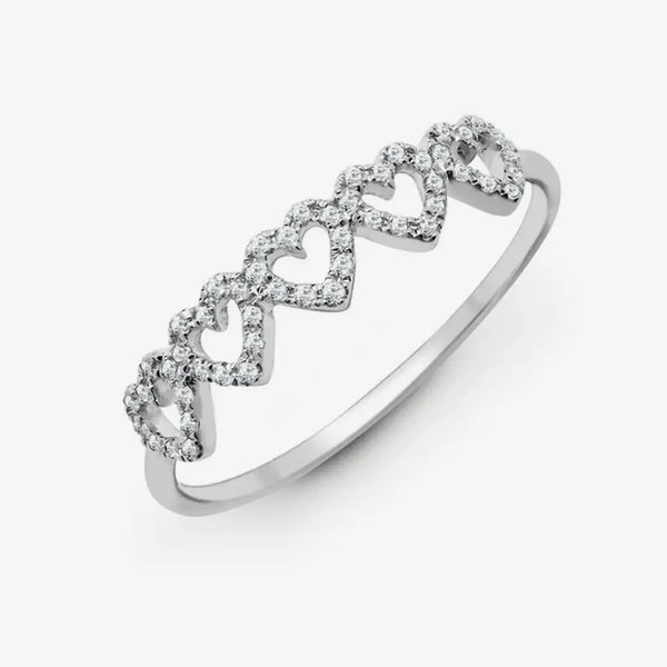 18ct White 0.15ct Diamond 5 x Heart Ring HEERA DIAMONDS