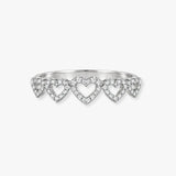 18ct White 0.15ct Natural Diamond 5 x Heart Ring