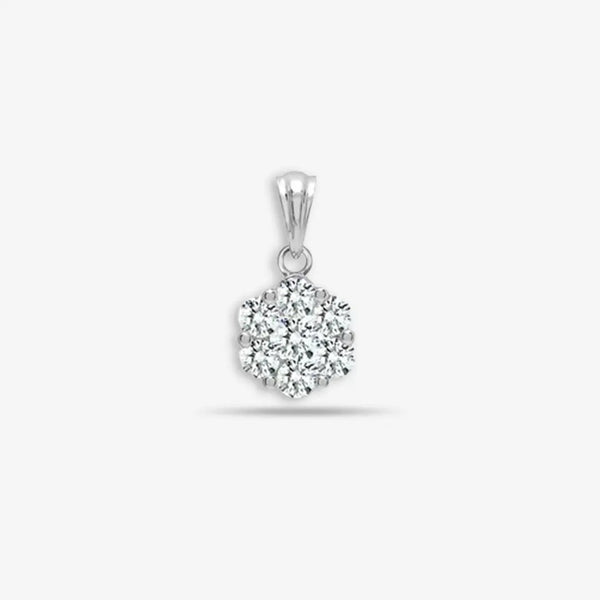 18ct White 0.33ct Diamond 7 Stone Cluster Pendant HEERA DIAMONDS