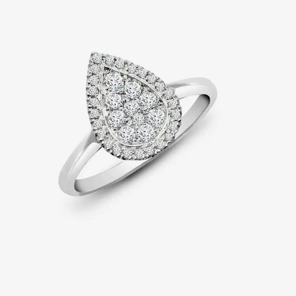 18ct White 0.40ct Dia Cluster Pear Shape Ring HEERA DIAMONDS