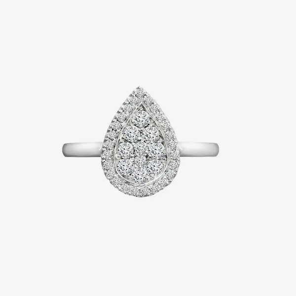18ct White 0.40ct Dia Cluster Pear Shape Ring HEERA DIAMONDS
