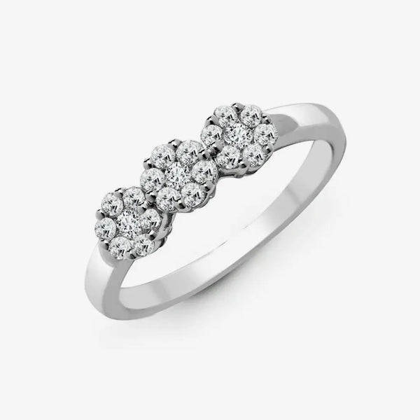 18ct White 0.45ct Diamond 3 x 7 Cluster Ring HEERA DIAMONDS