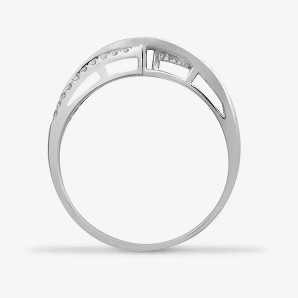 18ct White 0.48ct Dia RBC & Baguette Crossover Ring HEERA DIAMONDS