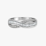 18ct White 0.48ct Natural Diamond RBC & Baguette Crossover Ring