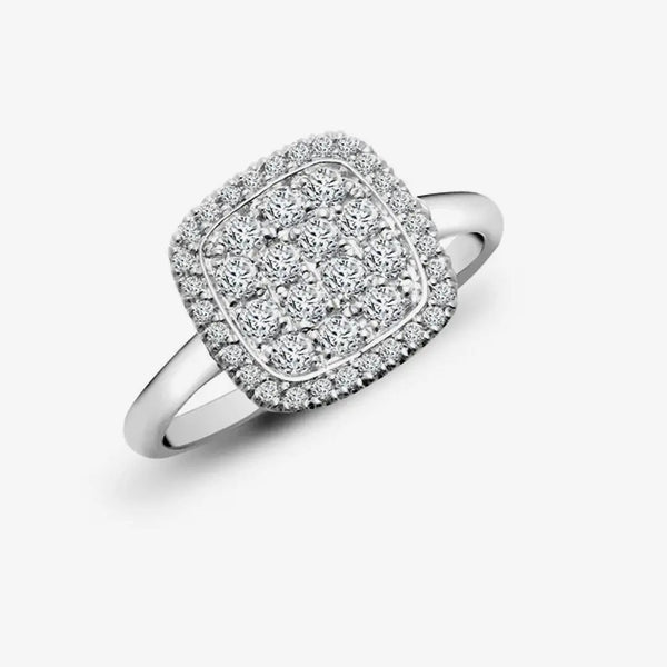 18ct White 0.55ct Dia Cluster Cushion Shape Ring HEERA DIAMONDS