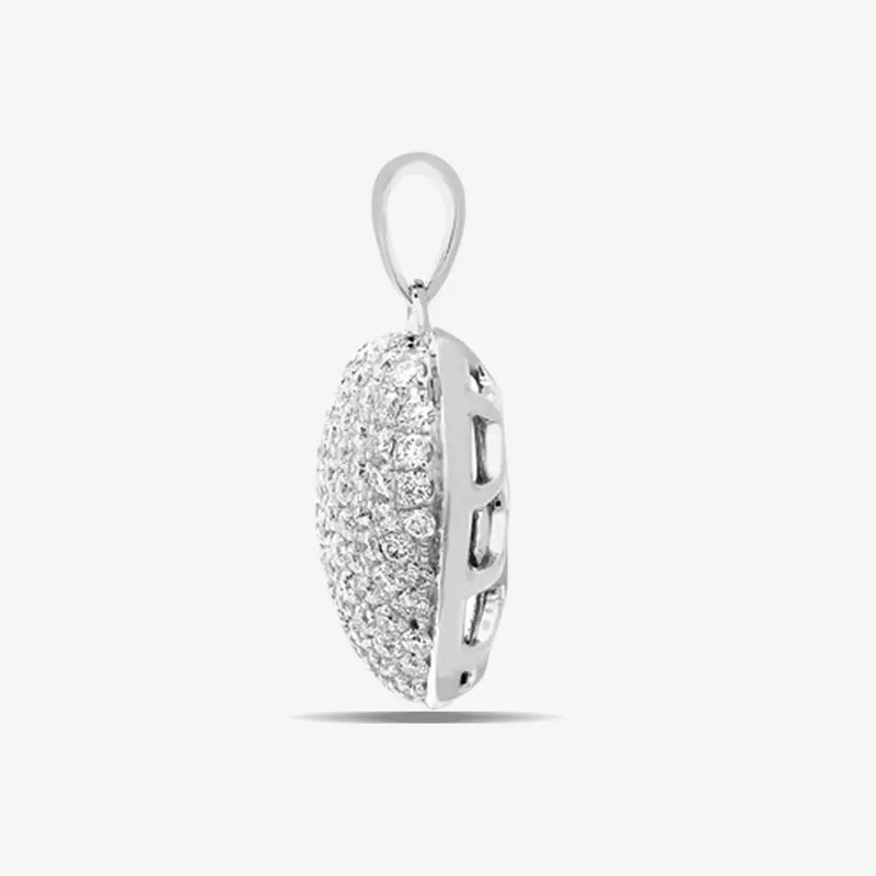 18ct White 0.66ct Diamond Pave Set Heart Pendant HEERA DIAMONDS