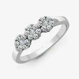 18ct White 1.00ct Diamond 3 x 7 Cluster Ring HEERA DIAMONDS