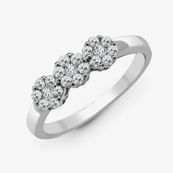 18ct White 1.00ct Diamond 3 x 7 Cluster Ring HEERA DIAMONDS