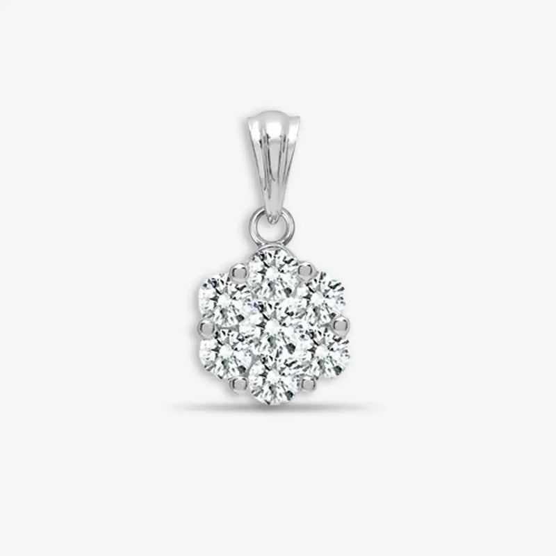 18ct White 1.00ct Diamond 7 Stone Cluster Pendant HEERA DIAMONDS