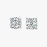 18ct White 1.00ct Natural Diamond 7 Stone Cluster Earrings