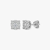 18ct White 1.00ct Natural Diamond 7 Stone Cluster Earrings